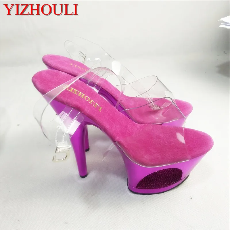 

Shiny fish toe Sandals/hollow-out waterproof platform/stage fashion runway shoes, 17 cm heel height Sandals
