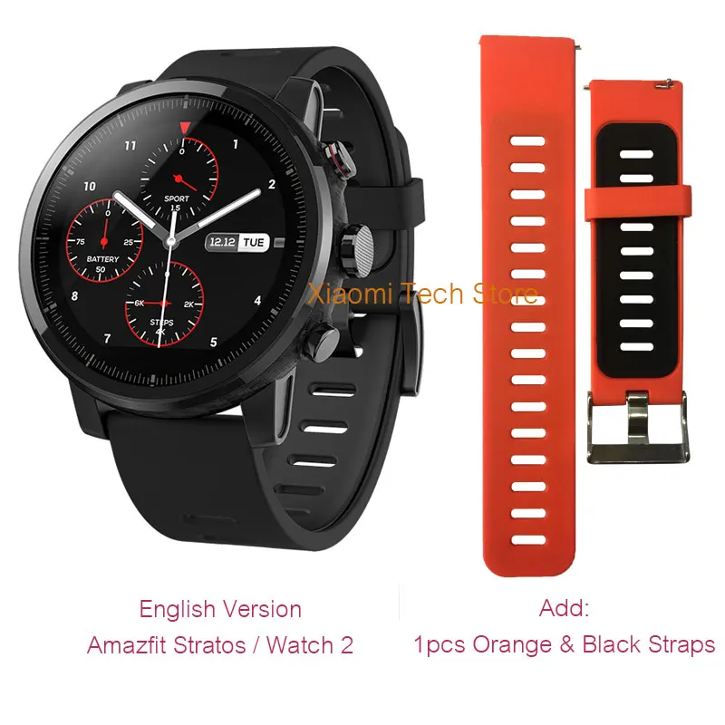 Купон Смарт часы Xiaomi Amazfit Stratos 2 GPS [ Русский язык ] Умные часы со склада России, Официальная гарантия 1 год Huami 5ATM водонепроницаемый - Цвет: .Version2--Orange..