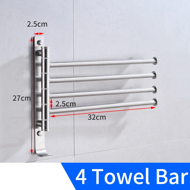 4 Towel Bars Полотенца бар Нержавеющая сталь двойная вешалка для полотенец в ванную настенный Полотенца стойка вешалка, держатель, крюк одежда для халатов, полотенец железнодорожных вешалка - Цвет: 4 Towel Bars