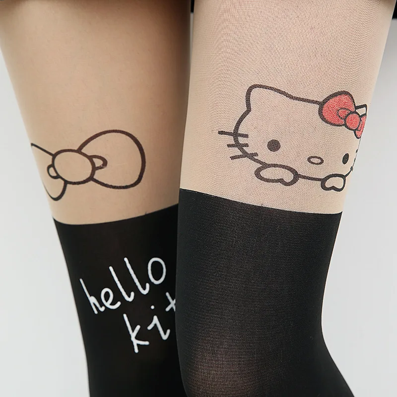 24 Kinds Of Hot Arrived Styles 90cm Women Pantyhose Cute Sexy Cat Pattern Printed Tattoo Cartoon Style Girl's Sheer Stockings - Color: Style6