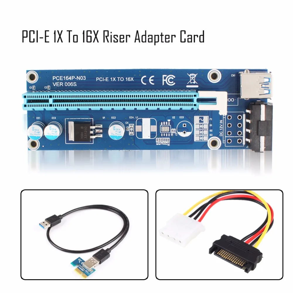 USB3.0 Riser Card pci-e Express 1x к 16x Extender адаптер SATA 4PIN Мощность Кабель-адаптер с 60 см #240875 |