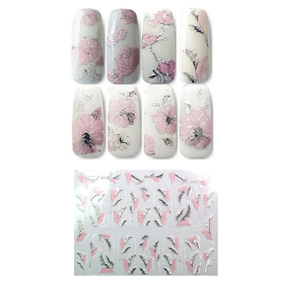 

New Elegant Beautiful 3D Pink Flowers Nail Stickers/High Quality Nail Art Decal Sticker