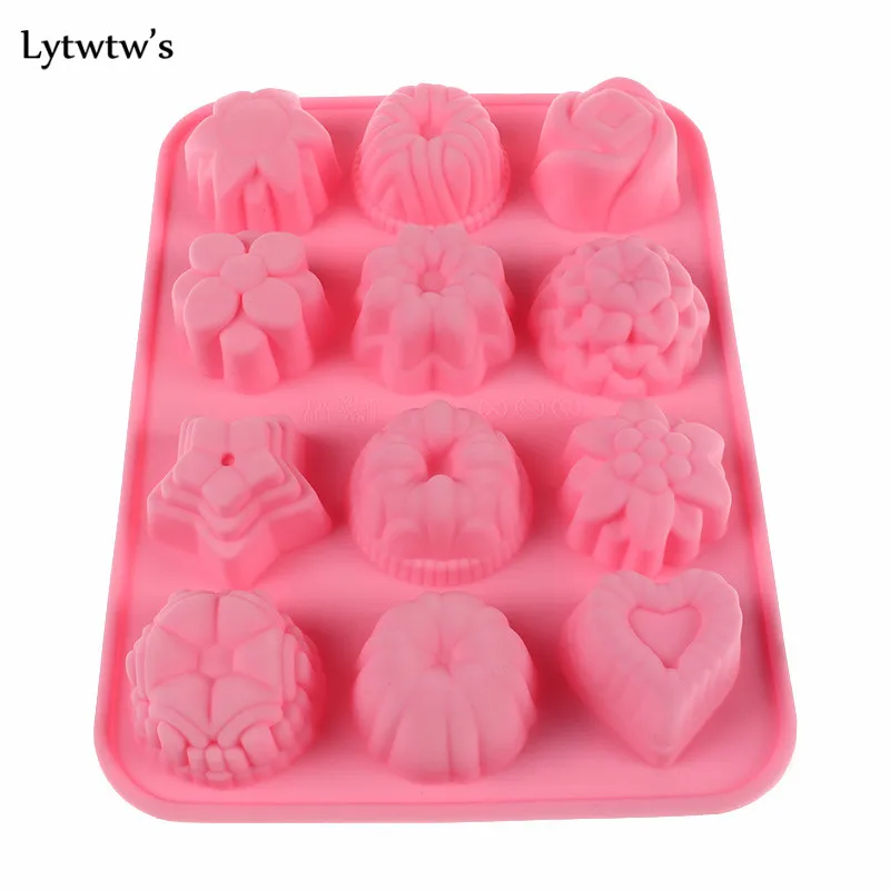 1 шт. силиконовая форма Lytwtw's для выпечки с 12 отверстиями|muffin cases|silicone moldcake silicone