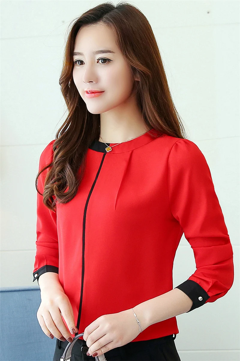 

2019 Women Spring Autumn Chiffon Blouses Tops elegant office OL Shirts Ladies solid Blouse Femme Long Sleeve Plus Size Blusas