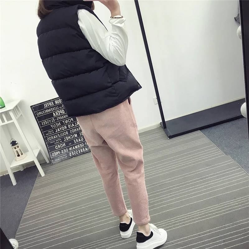 Женские вельветовые брюки осень-зима свободные с эластичным поясом девять брюк