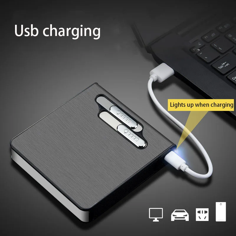 Портативный USB чехол для электронной сигареты с двойной дуговой зажигалкой 20 шт.