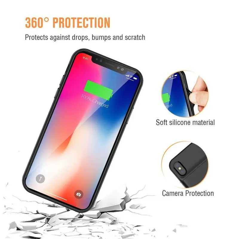 Ultra Slim Protective Case Power Pack for iPhone X 3200mah Rechargeable Extended Battery Charger Support Lightning Bluetooth | Мобильные