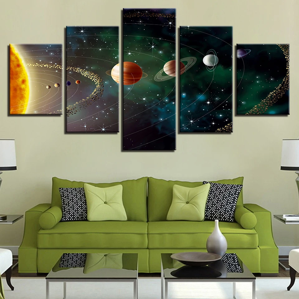 Космическая земля Юпитер Венера Солнце Луна и Вселенная 5 шт. настенные картины