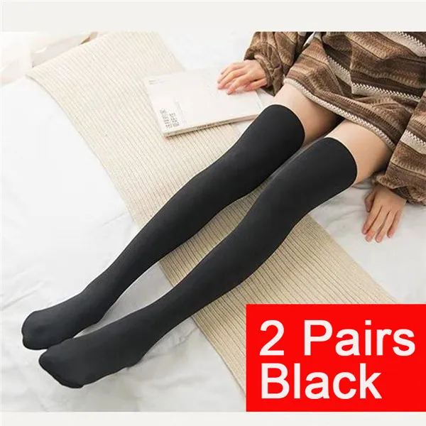 2 Pairs of Socks KingDeng теплые длинные плюшевые зимние женские носки простые цвета хаки, черный Harajuku простой Муми-Тролль японский стиль модный дизайн - Цвет: 2 Pairs of Socks