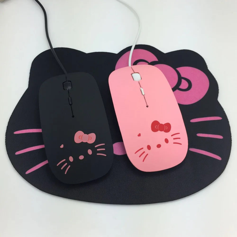 Розовая проводная USB мышь hello kitty с кабелем симпатичная мышь из мультфильма 1200 dpi оптическая KT кошки-мышки для компьютера ПК ноутбука