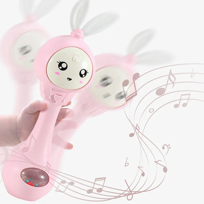 

Multifunctional Baby Toys 0-12 Months Bunny Rabbit Musical Teethers Music Stick Rattles Dental Gum Ring Bell Grind Hammer Gifts