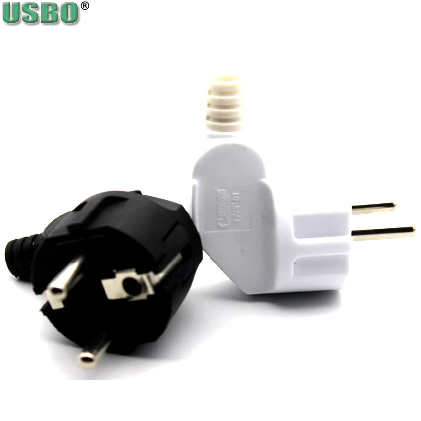 Черное колено белый 16A 250V PP огнезащитные ЕС Пособия по немецкому языку 2 шпильки проводов разъем электропитанием под Евро адаптер Съемный разъем