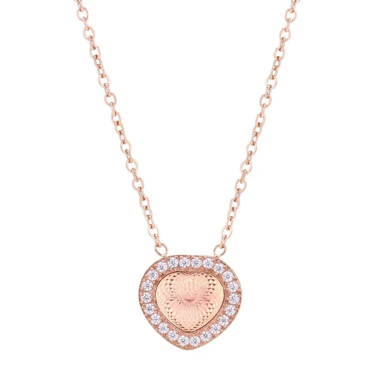 Юнь РУО Новое поступление Розовое золото Цвет Мода микро кристалл сердце кулон