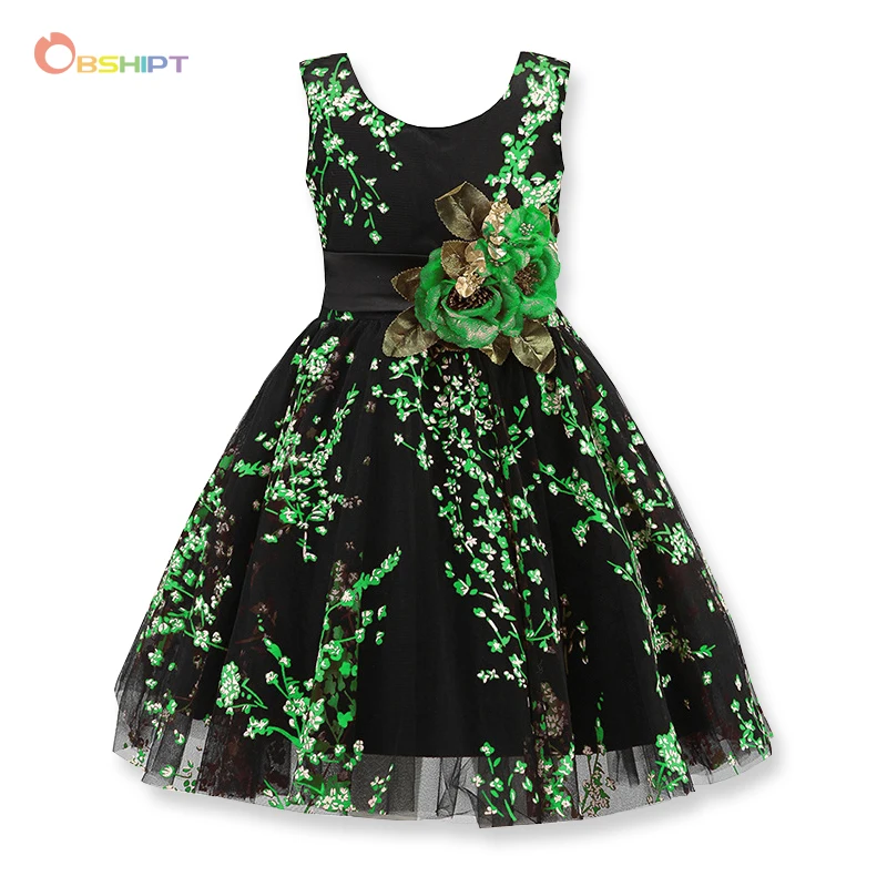 OBSHIPT Flower Girls Dress For Wedding Party Summer Kids Princess Dresses Toddler Clothing Children's Tutu | Детская одежда и