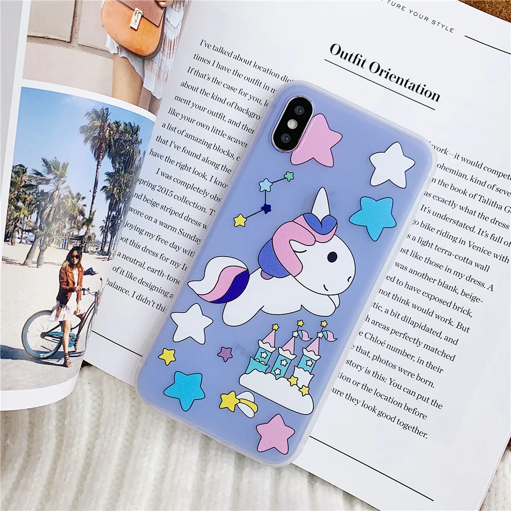Чехлы с единорогом для Iphone 7Plus X чехол телефона изображением замка из мультфильма