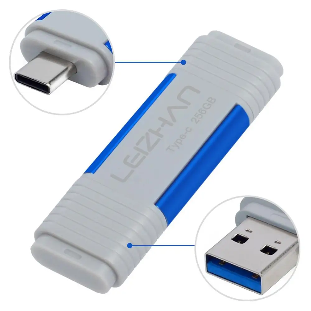 Флэш-накопитель LEIZHAN OTG USB Type-c 256 ГБ 128 64 32 16 C фото-накопитель для Huawei P20 Samsung S10