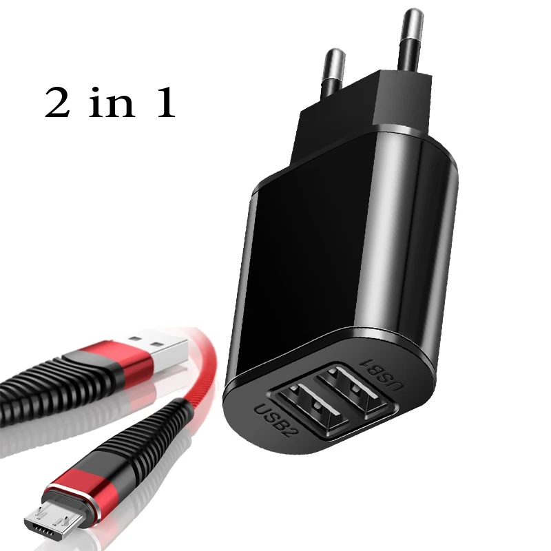 Настенное зарядное устройство, 5 В, 2 А, микро USB кабель, зарядное устройство, адаптер, зарядное устройство для смартфона, зарядное устройство s для iphone, Nokia, samsung, Xiaomi, huawei, зарядка