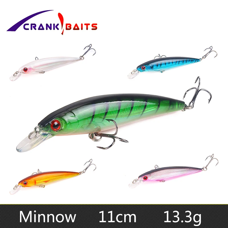 CRANK BAITS Floating Minnow Fishing Lure 110mm 13.3g Laser Artificial Hard Bait Wobblers Crankbaits pesca Tackle YB38 | Спорт и