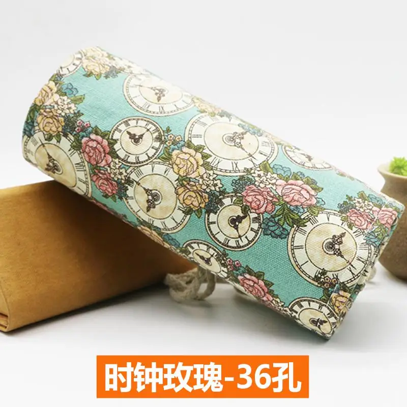 Hand made Холст Карандаш сумка 36 отверстие живопись пенал для хранения инструмент детей школьные сумки большой емкости - Цвет: 1