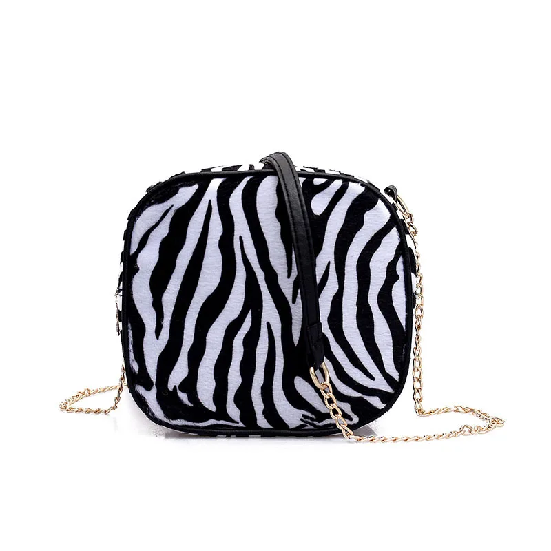 Autumn Winter Fashion Cute Leopard Plush Handbags Women Small Single Shoulder Bags Female Bolsas Chain Messenger Crossbody Bag | Багаж и