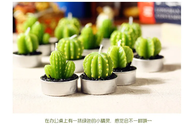 Милые маленькие новые творческие имитация в горшках кактуса зеленые мини-свечи