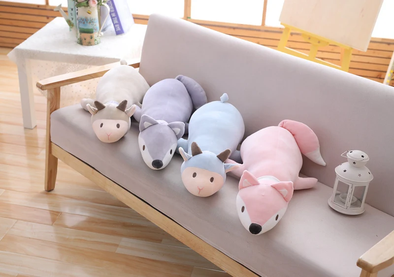 70/85 см Kawaii вниз хлопок овец Лисий плюшевый Спальный Подушка игрушка для детей милые мягкие игрушки для малышей мягкие куклы для детей девочек Подарки