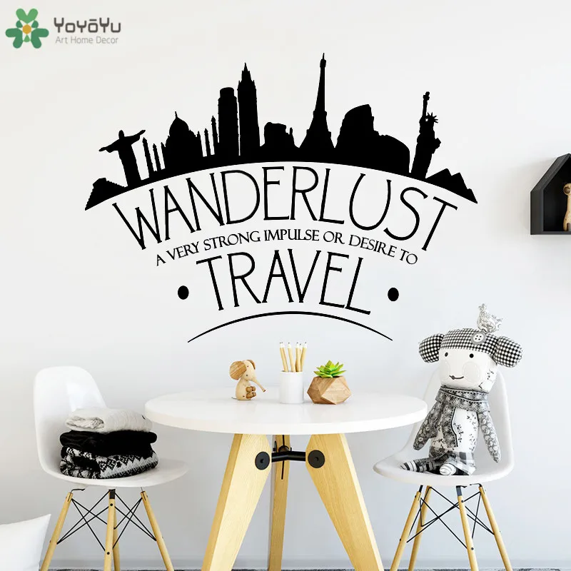 

Lettering Wall Sticker Travel world Quote Inspirational new York Vinyl Wall Decor Quotes Travel Decoration SY278