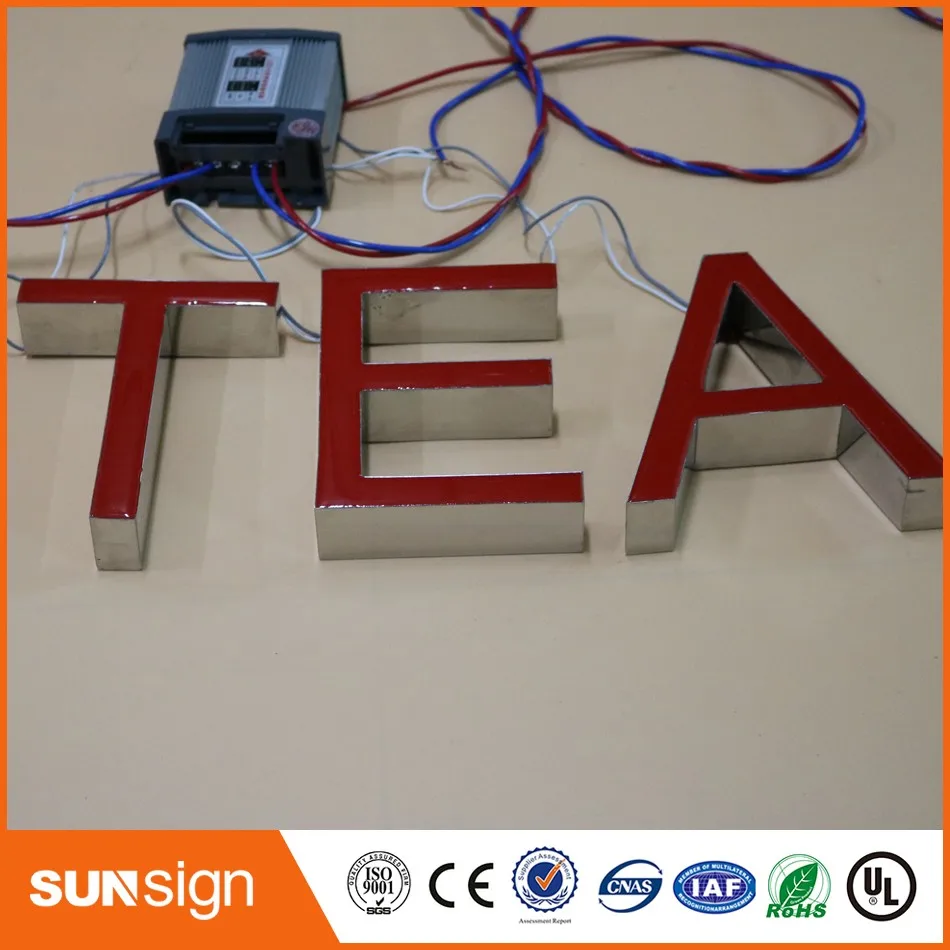 Wholesale mirror stainless steel epoxy resin LED letter