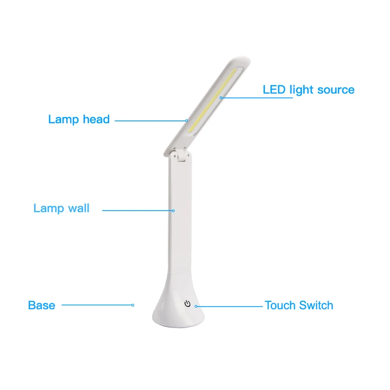 Светодиодный COB LED Настольная лампа Портативный для защиты глаз 3-уровня диммер подходит для чтения Ночной светильник сенсорный встроенный Перезаряжаемые