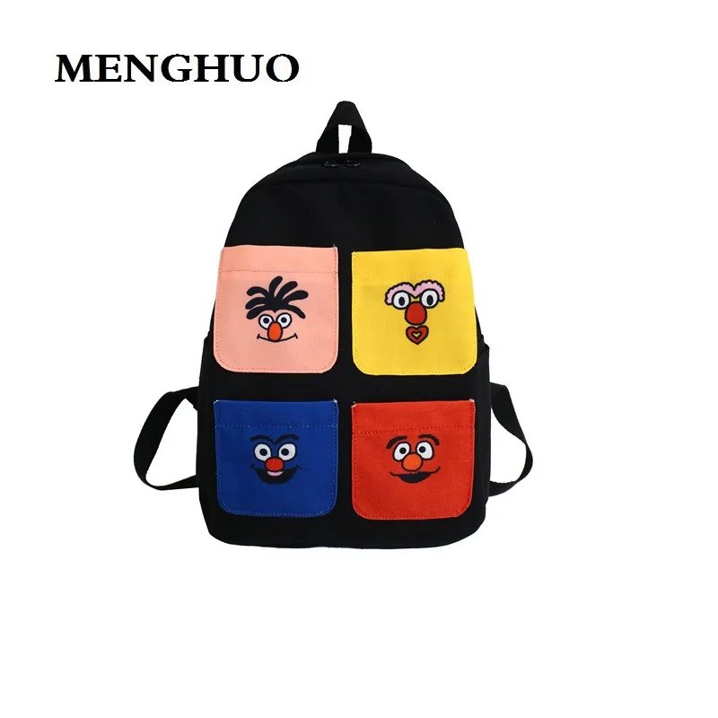Женский холщовый рюкзак MENGHUO школьный с рисунком из мультфильма дорожная сумка