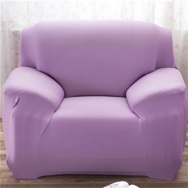 Light Purple Твердые Цвет все включено Упругий Диван Крышка для Гостиная плотно Обёрточная бумага секционный диван Чехол для дивана 1/2/3/4 местный - Цвет: Light Purple