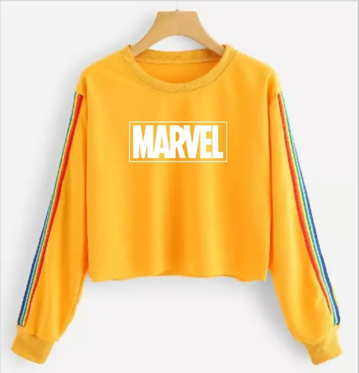 Новинка 2019 Женский супергерой Marvel футболка с длинными рукавами и круглым вырезом