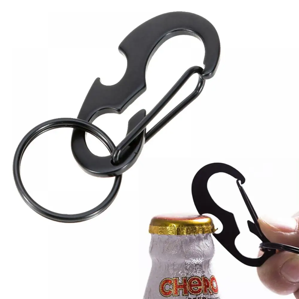 Фото Мульти функциональный черный d кольцо карабин пива открывалка для бутылок Ключ