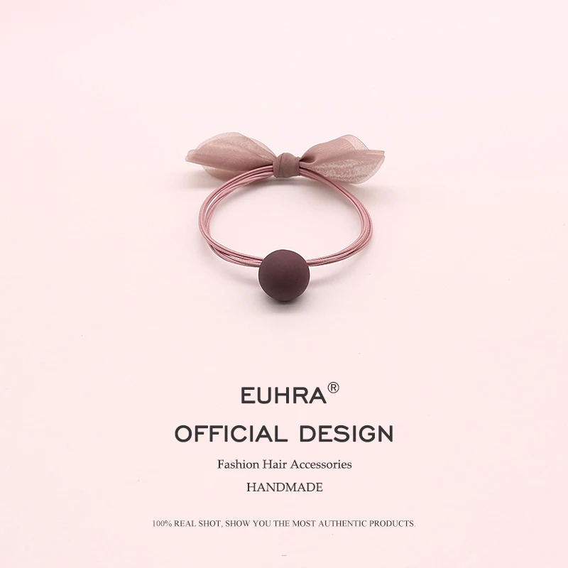 EUHRA, 3 цвета, эластичные резинки для волос, бант, Розочка, матовые шифоновые шарики, эластичная повязка для волос для женщин и девочек, детская резинка