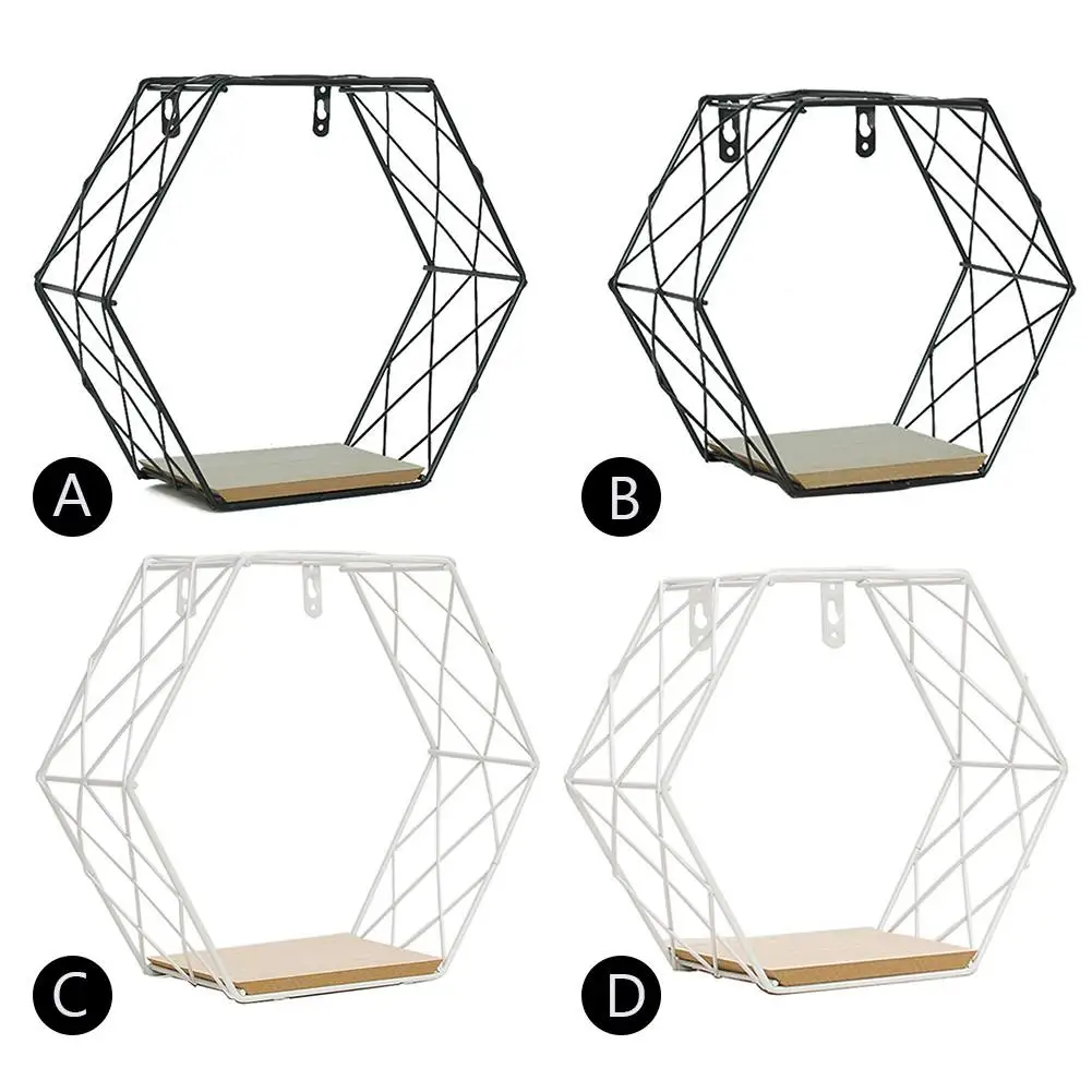 Железная шестиугольная сетчатая настенная полка комбинированная подвесная