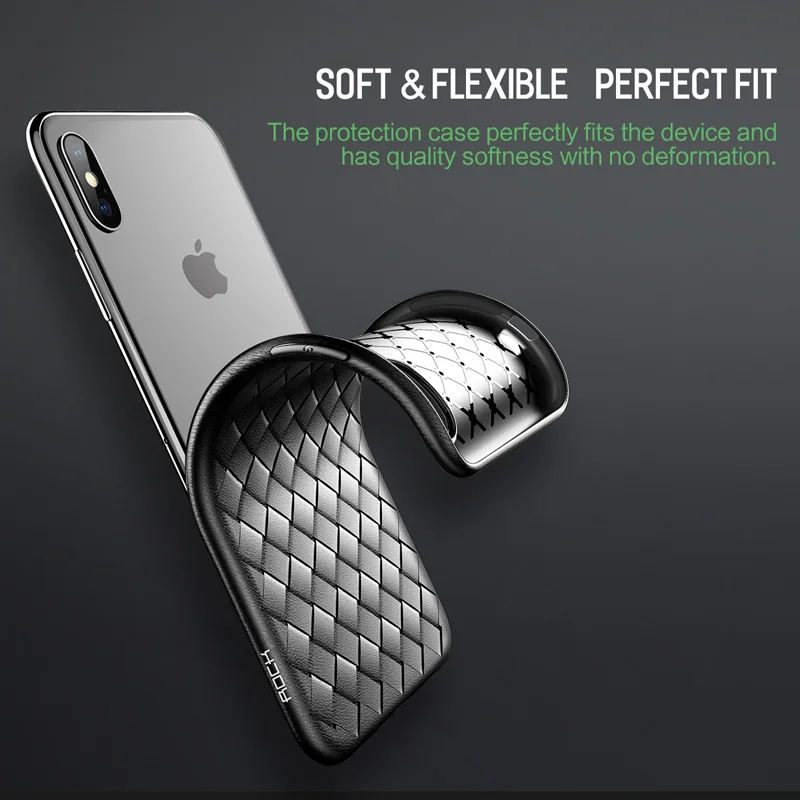 Супермягкий чехол Rock для телефона iPhone X XS Max XR роскошные сетчатые тканые Чехлы BV