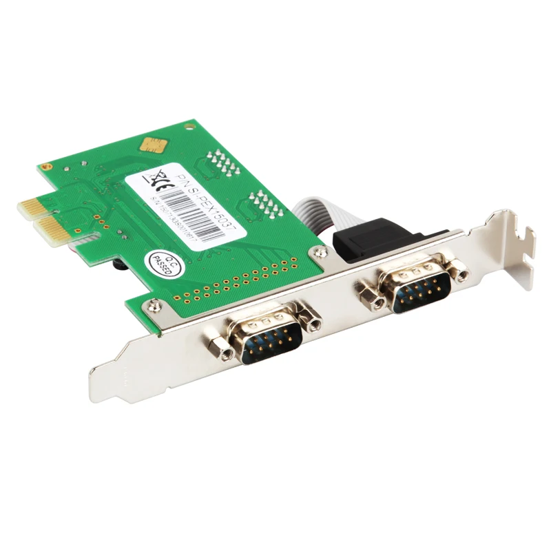 PCI Express 2 порта Последовательный RS232 COM DB9 контроллер карты e 1 0x1 WCH 382 чип с