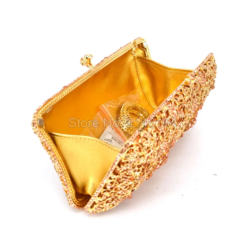 Женская сумка клатч с цветами вечерняя сумочка цвета шампанского со стразами и