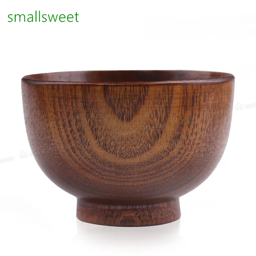 

Hot Insulation Bowl for Children Japanese Bento Soup Noodle Dumplings Rice Bowl Baby Feeding Natural Painted Jujube Wood Bowls
