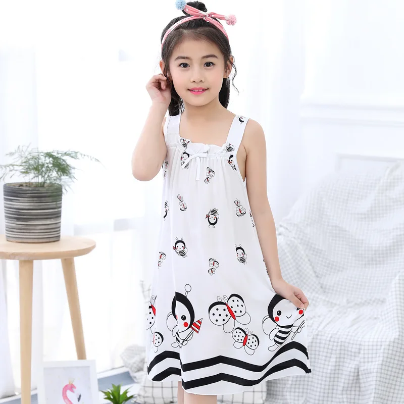 New Summer Children's Cotton Sleeper Little Girl Princess Dress Dressing Girls Clothing Hello Kitty Vestidos | Детская одежда и