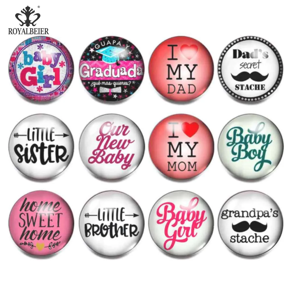 Пуговицы RoyalBeier с выпуклым стеклом 18 мм 12 шт./лот|bracelets for|18mm snap buttonbracelet for charms |