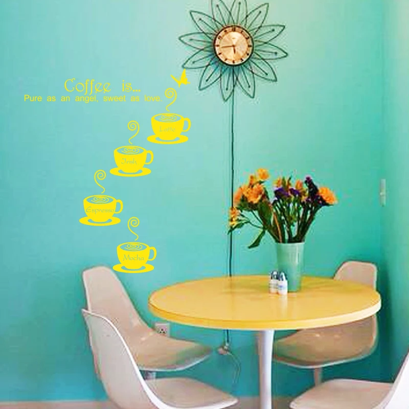 Художественные наклейки на стену с изображением чашек кофе новый дизайн