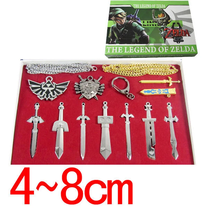 14PCS/Set The Legend of Zelda weapons sets Alloy Link skyward sword &amp keychains shield necklace toys for collection | Игрушки и хобби