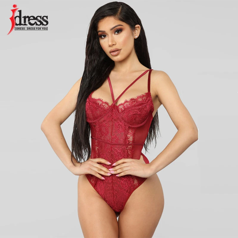 Женский сетчатый комбинезон на бретельках IDress кружевной облегающий трико с