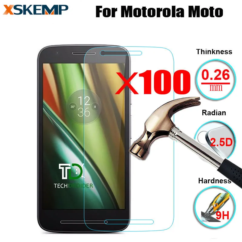 Оптовая продажа 100 шт. для Motorola Moto Z Force Vector Maxx E3 3rd G4 Play Front 9H 2.5D Закаленное стекло