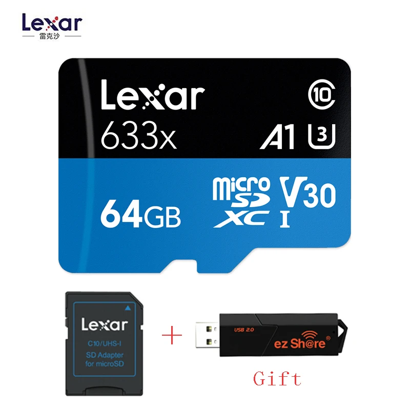 Lexar 95 МБ/с./с 633x Micro sd карта 512 ГБ считыватель карт памяти Uhs-1 для дрона Gopro Dji спортивная видеокамера