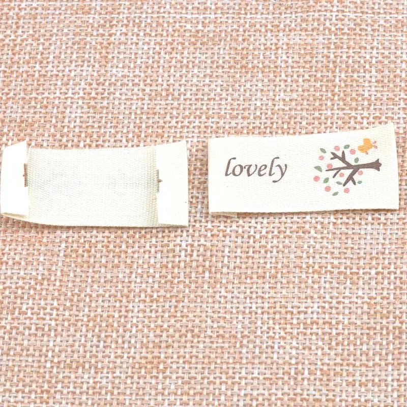 50pcs Beige Woven Labels For Clothing Care Cartoon Tree Shoes Bags Washable Garment Tags CP1534 | Дом и сад