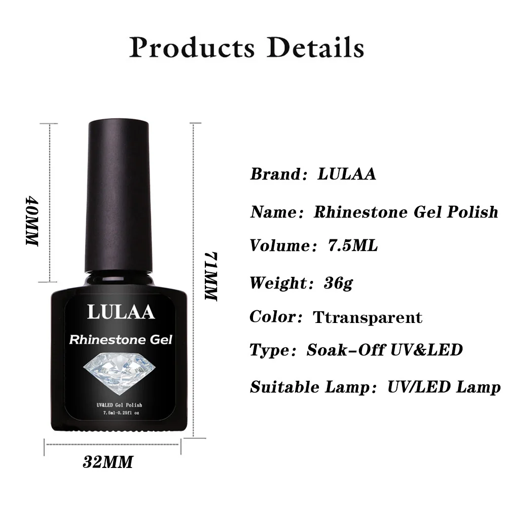 2019 LULAA новейший 7 5 мл Блестящий горный хрусталь УФ гель для ногтей супер клей лак