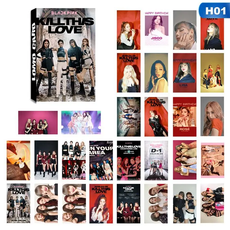 H01 30 шт./компл. BLACKPINK альбом квадратный дважды альбом для летних ночей, а также для самодельные Бумага ЛОМО карта фото карты Фотокарта - Цвет: H01