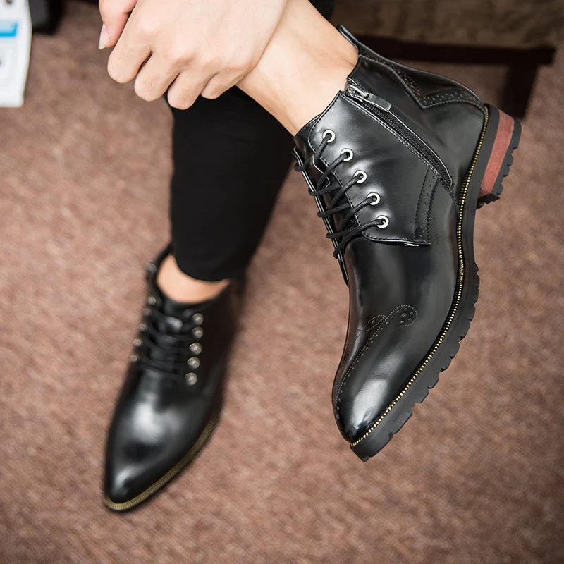 

2019 new style fashion men's boots leather lace up casual shoes male military boot man army shoe waterproof ankle boots for men